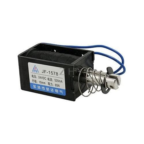 1PC JF-1578 44*51*78 DC 12V DC 24V 520mA Suction 65N Stroke 10mm Push Pull Type Open Frame Solenoid Electromagnet