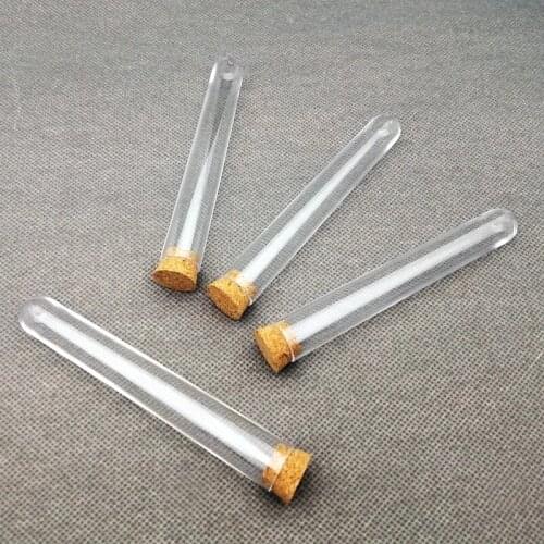 10PCS Lab 15x100ml/20x150ml Flat Bottom Glass Test Tube with Cork Stoppers Mini Vial Container School Supplies