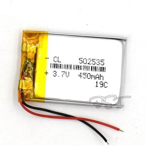 10Pcs 3.7V lithium battery Li-polymer Rechargeable Cell Li-ion Polymer 502535 450mAh For PSP Navi GPS MP3 MP4 Speaker Camera