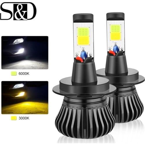 2Pcs H1 H3 H7 LED H8 H11 9005 HB3 9006 HB4 Led Bulb H27 880 881 Dual Color 2800LM Car Fog Lights Lamp Auto 12V - 24V 3000K 6000K