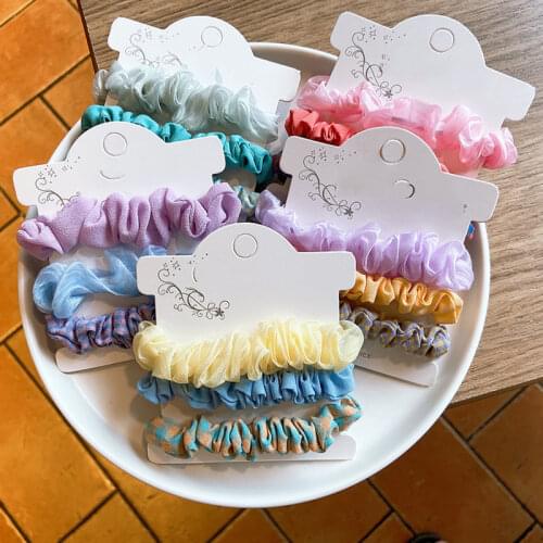1PCS New Scrunchies Gum Hair Tie For Women Girls Printed Smile Elastic Hair bands Lace Ponytail Hold Hair Accessories