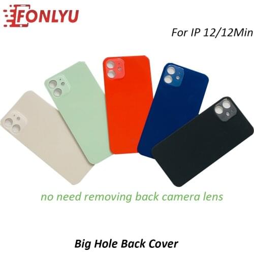 5pc Original Quality Big Hole Back Glass Cover Housing Case Battery Cover For 12 mini Rear Battery Housing Cracked Glass Repair