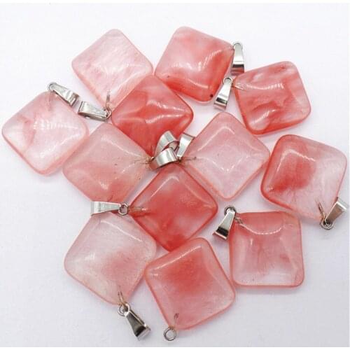 50Pcs 25x6mm Wholesale Red Cherry Quartz Diamond Pendant Bead DIY Earrings Jewelry Accessories S612