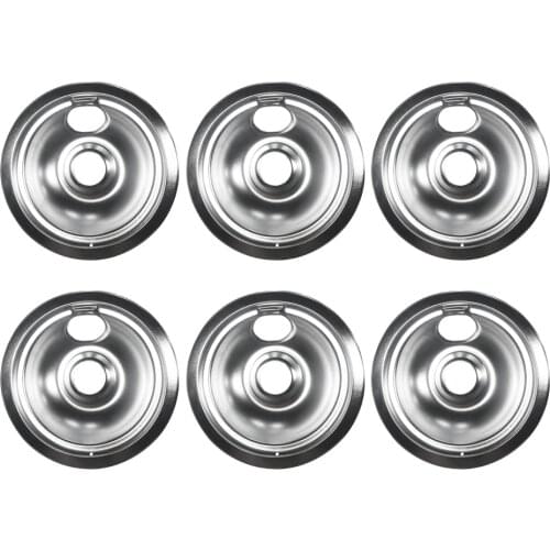 6 Pieces Electric Range Chrome Reflector Bowls With Locking Slot, 6inch / 8inch