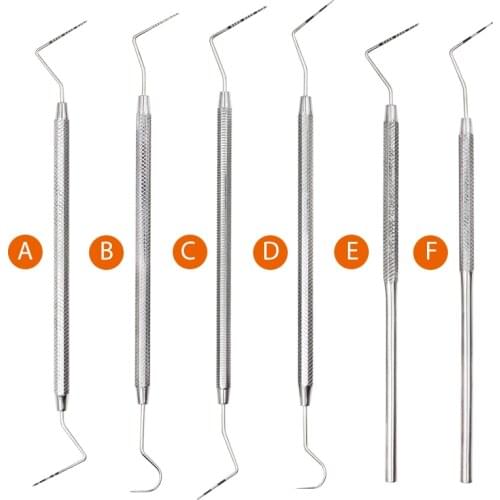 6PCS Stainless Steel Implant Periodontal Probe with Graduated Root Scaler Probe Instrument for Dental Clinic