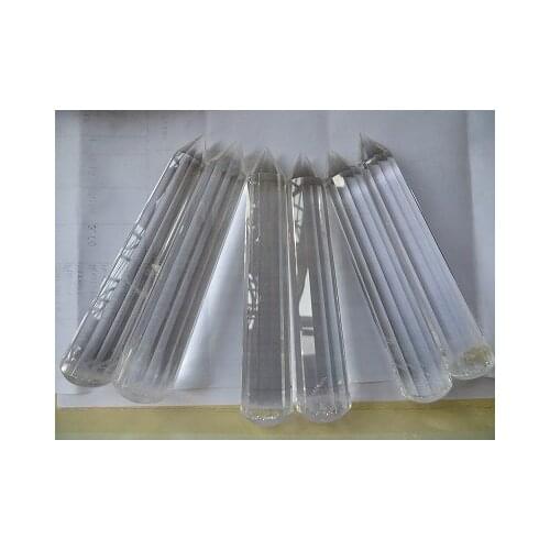 A **6 Long VOGEL Style Clear Natural QUARTZ CRYSTAL 12 Sided POINT Round Bottom