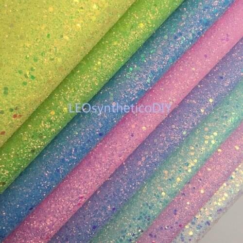1PC 21X29CM Glitter Fabric, Chunky Glitter Leather, Pastel Glitter Leather Sheets For Making Bows LEOsyntheticoDIY T490A
