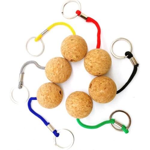 2Pcs Cork Ball Keychain Rowing Boats Bag Pendants Floating Buoy Key Chains for Water Sports Beach Travel Diving Rowing Boats
