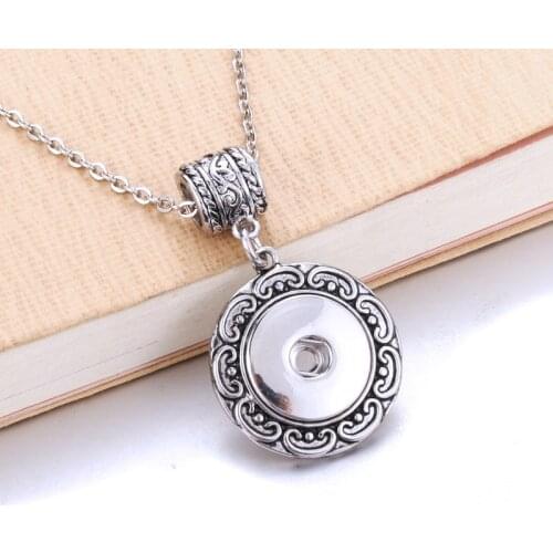 Snap Button Jewelry Metal Pendant Necklace with 60CM Link chain Fit 18/20mm Snap Necklace Boom Life Jewelry 6677