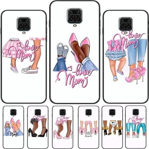 Super Mom son daughter Heels Baby Girl Capa For Xiaomi Redmi Note 9 Pro 8 8T 9S Note 10 Pro Phone Case For Redmi 9C 9A 9T 9 K40