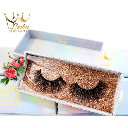 CrownLashes factory outlet 100% hand made 3d faux mink silk false eyelashes custom lables and boxes