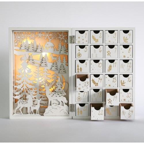 Wooden Christmas LED lights Advent calendar DIY forest handmade Home ornaments candy box Valentines Day Girlfriends gifts