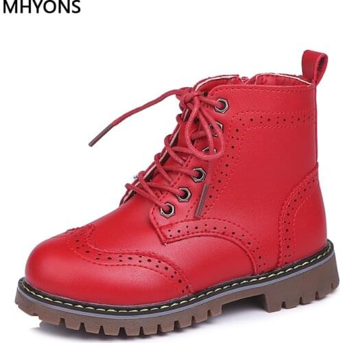 Kids Boots For Girls Children Shoes Leather Flower Baby Rubber Boots Waterproof Fashion Martin Girls Boots Warm Boots Size 26-36