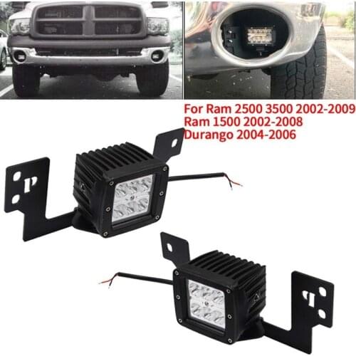 For Front bumper fog lamp mounting bracket and 2 × 3 inch led square lamp Dodge Ram 2500 3500 2002-2009 and ram 1500 2002-2008