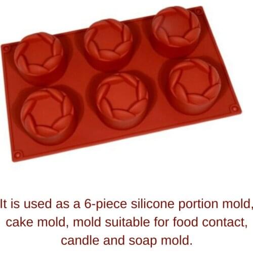 It is used as a 6-piece silicone portion mold, cake mold, mold suitable for food contact, candle and soap mold
