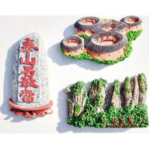 China Travel Refrigerator Sticker Zhangjiajie Fujian Tulou Taishan Stone Dandang Memorial Magnet Home Decoration