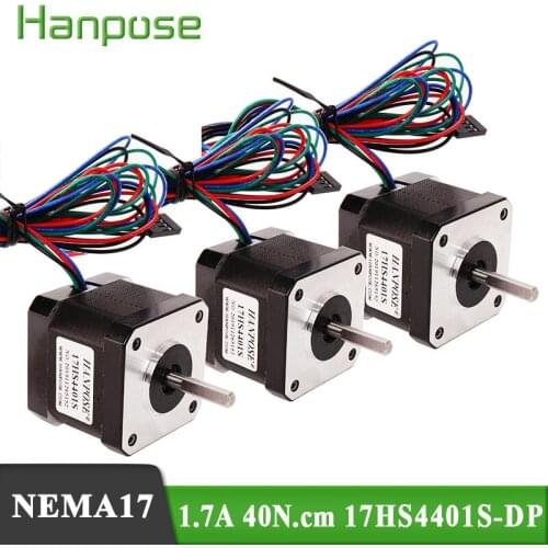 3PCS Free Shiping Stepper Motor 12V 1.7A 17HS4401S-DP motor 42X40MM For 3D printer and CNC milling machine