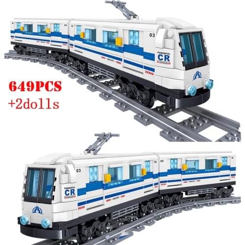 City High-speed Rail Train Building Blocks Technical Subway Traffic Train Vehicle Bricks Educational Toys Gifts For Children Kid