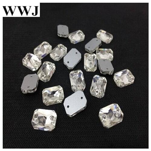 Flatback Rectangle Octagon Sew On Stone Crystal Clear 2holes 10x14,13x18,18x25mm Sewing Glass Crystal Beads For Dress Or Jewelry