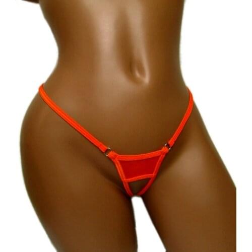 Candy Cherries Micro Thong Women Sexy Tangas Open Crotch Orange Panties Bikini Solid String Lady Plus Size Underwear