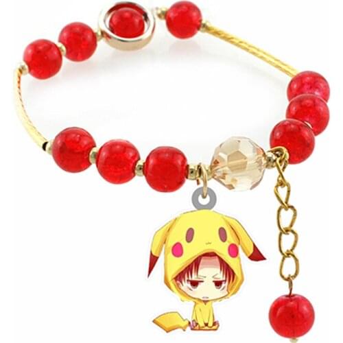 Cute Cartoon acrylic charm Bracelets Red crystal beads Elastic strand Bracelets girl Jewelry SS1005