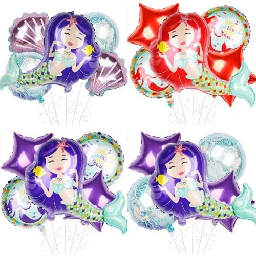 Lovely mermaid cartoon balloons princess foil balloon baby shower girl Faovr pink air baloes birthday party decor kids' Gifts