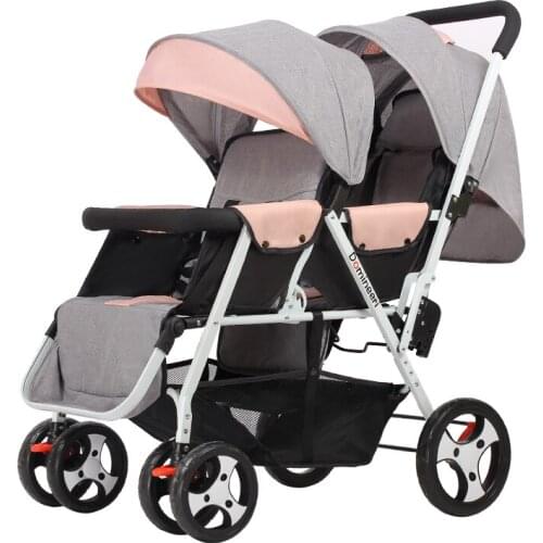Can Sit Lying Twins Lightweight Baby Stroller Folding Stroller Travel System Two Baby Stroller Double Carriage Buggy Stroller