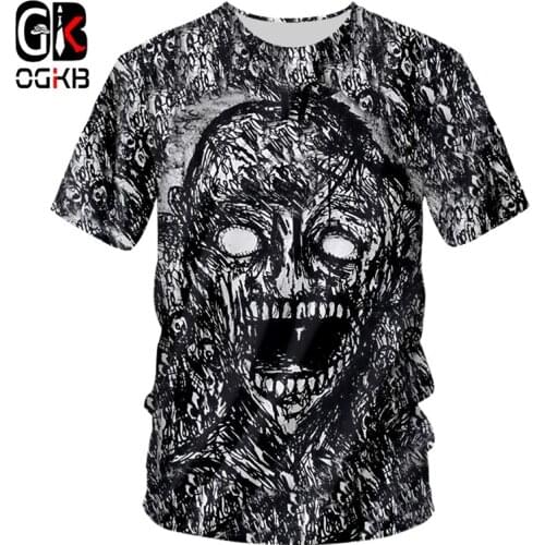 OGKB 2019 Summer Black And White Terror Men/women 3d T-shirt Printed Deadshot Tshirt Casual Tops Tee Dropship Short Top 7xl