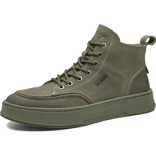 Men Ankle Boots Outdoor Leather Autumn Spring Non-Slip Walk Male Casual Flats Shoes Sneakers Fashion Comfortable