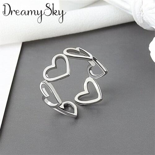 Charming Open Hollow Love Heart Ring for Women Vintage Boho Party Rings Gothic Punk Jewelry Gifts for Girls 2021