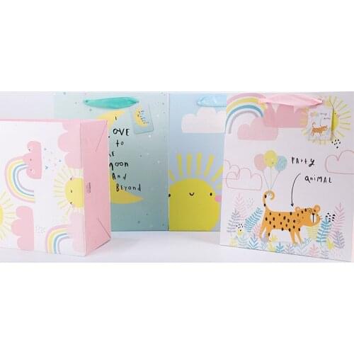 12pc cartoon animals Baby Shower Birthday Party Decorations Kids gift bag candy packaging paper bags for gifts подарочные пакеты