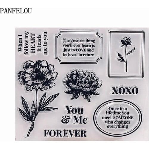 PANFELOU Romantic flowers Transparent Clear Silicone Stamp/Seal for DIY scrapbooking/photo album Halloween clear stamp sheets