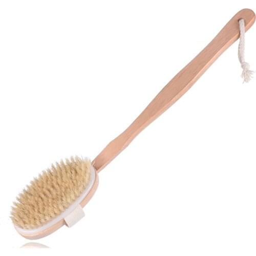 Hot Dry Skin Body Soft Natural Bristle The SPA The Brush Wooden Bath Shower Bristle Brush SPA Body Brush with Long Handle