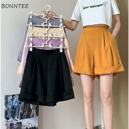 Shorts Women All-Match Casual Crimping High Waist Loose Summer Feminino Chic Hot Sale Office Ladies Bottom Fashion Korean Style