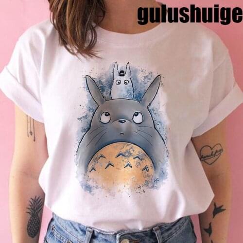 Totoro Studio Ghibli Harajuku Kawaii T Shirt Women Ullzang Sprited Away Tshirt Funny Cartoon T-shirt Cute Anime Top Tee Female