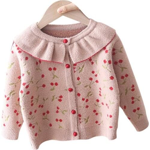 Girl water velvet knit cardigan Girl autumn and winter warm sweater Girl sweet cute fashion sweater Girl cardigan