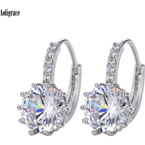 AAA Cubic Zirconia Multicolor Earrings For Women CZ Silver 925 Wedding Jewelry Accessories Fashion Party Earring Holiday Gifts