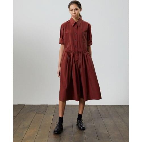 England M*H*L cotton women spring/fall loose long-sleeve mid-calf blouse dress