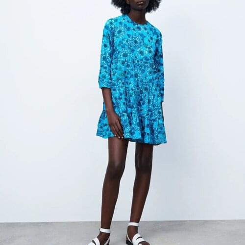 New product summer ladies floral print dress loose sweet girl party dress celebrity fashion mini dress