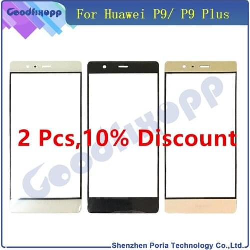 For Huawei P9 / P9 Plus Front Glass Outer Lens Front Panel Digitizer Touch Screen Glass Replacement Parts For Huawei P9 Plus
