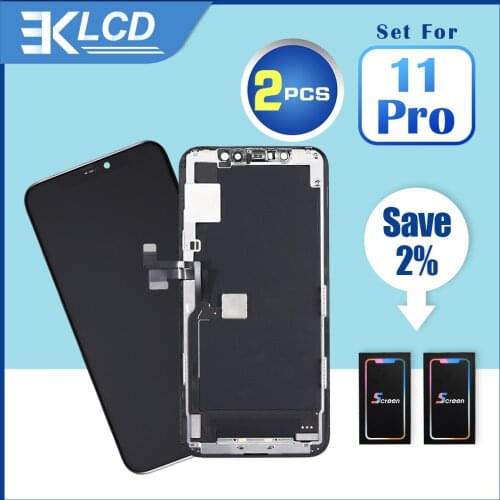 Elekworld 2PCS/LOT HX GX OLED Display For iPhone 11 Pro ZY TM Incell LCD Screen With 3D Touch Digitizer Assembly OEM Replacement