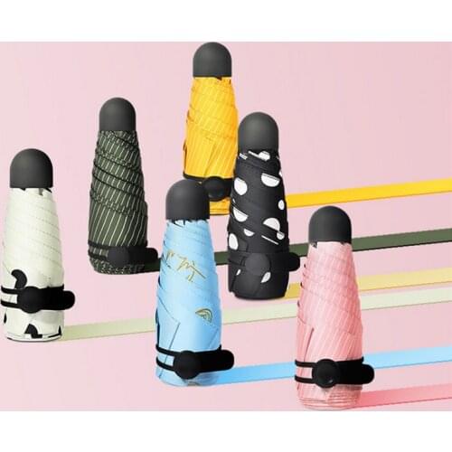 18cm Ultralight Mini Sunshade Umbrella Pocket Umbrella Black Plastic Sunscreen And UV Protection Female Folding Sun Umbrella