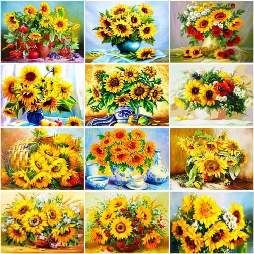 ZOOYA 5D DIY Diamond Painting Sunflower Full Square Diamond Embroidery Flower Cross Stitch Kit Rhinestones Mosaic Home Decor