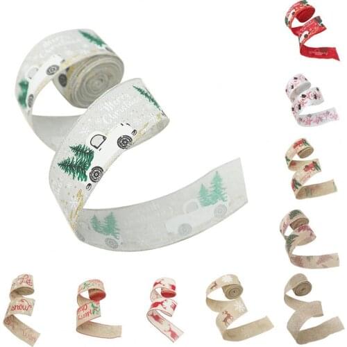 1 Roll Ribbon DIY Christmas Ribbon Fashion Wrinkle-resistant Imitation Linen Wrapping Ribbon with Wired Edge for Home Party