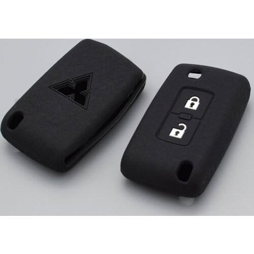 10 units Silicone car key fob Shell set cover case For Mitsubishi Outlander Lancer Pajero sport 2 buttons key rubber protector