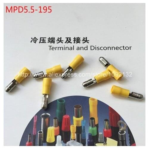 100 X Yellow MPD5.5-195 Male Female Bullet Connector Terminals Wiring For 12-10AWG 4-6mm