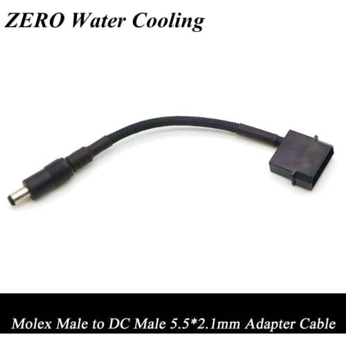 2pcs 15cm Black Sleeved IDE Molex Male to DC 5.5*2.1mm Male Adapter Cable 12V Free Shipping