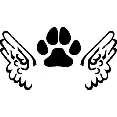 20cm*10.7cm Angel Wings And Dog Paw Print Fashion Vinyl Graphic Decal Car Sticker Decoration S6-3879