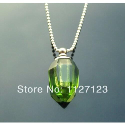 25pcs/lot green bullet Rice vials pendants rice vial pendant perfume empty glass bottle glass spray perfume bottl