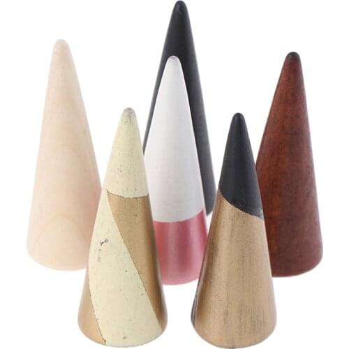 3PCS Ring Cone Wooden Gift Jewelry Display Ring Stand Storage Organiser Holder Tray High Quality Rings Bracelets Showcase
